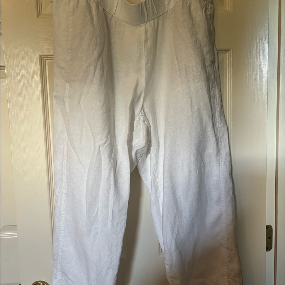 Women's Wide-Leg Linen Blend Pants in White